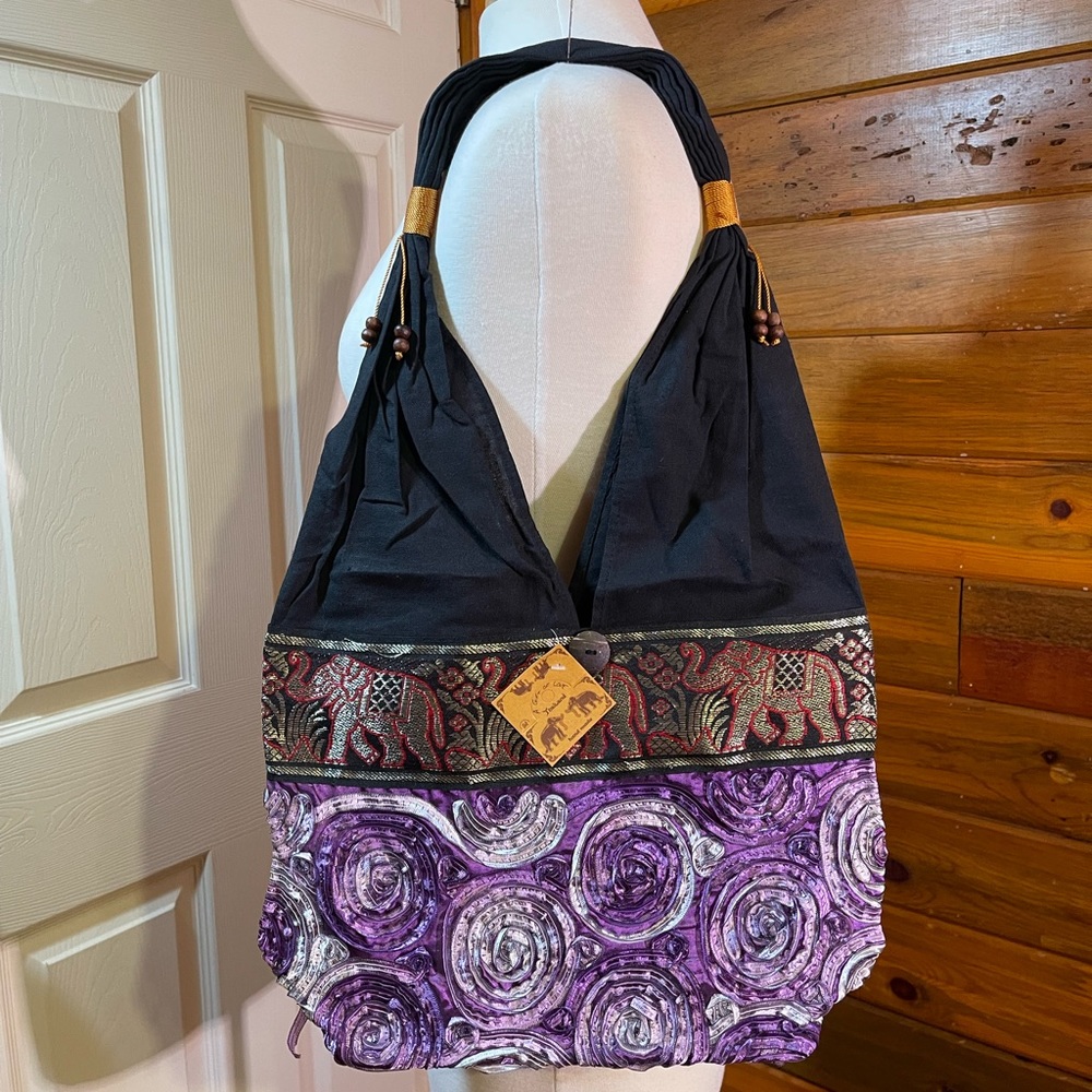 NWT TRAVEL SHOULDER BAG SILK/COTTON THAI ELEPHANT AA4-PU3